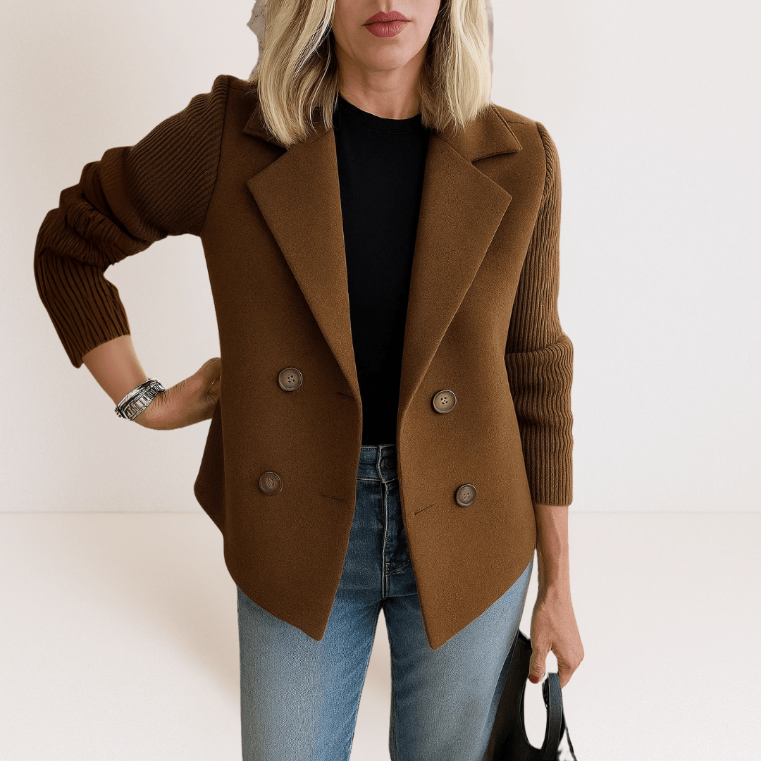 Olivia | Elegant jacket with knitted sleeves