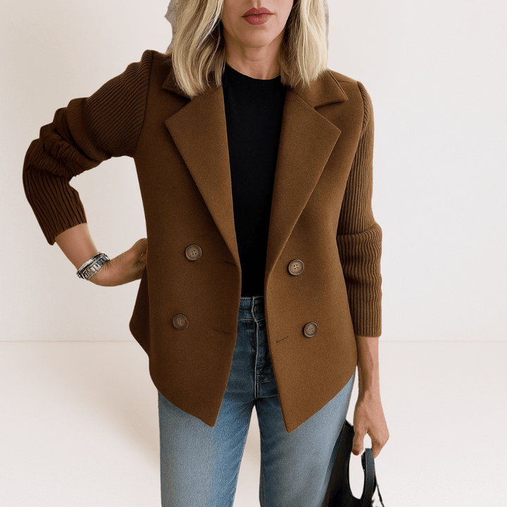 Olivia | Elegant jacket with knitted sleeves