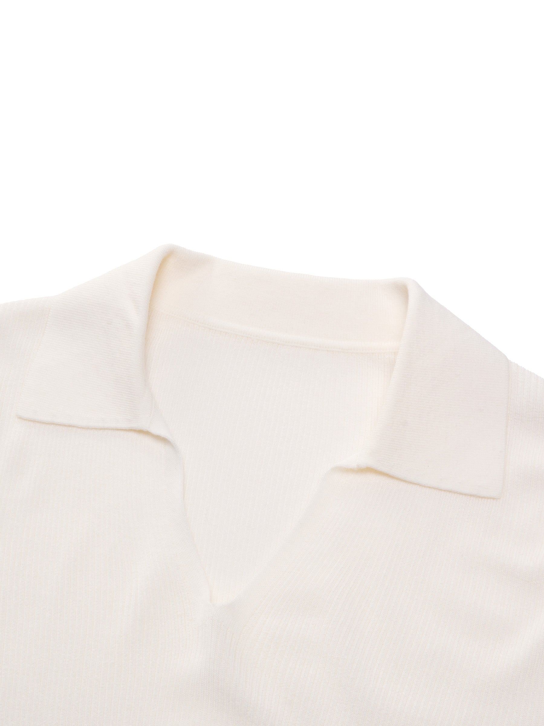 100% Wool V-Neck Ruched Women Polo Knit Top GOELIA