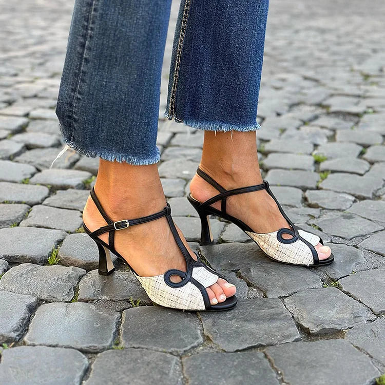 Brigitte Bordeaux | Sandale en talon moyen style retro