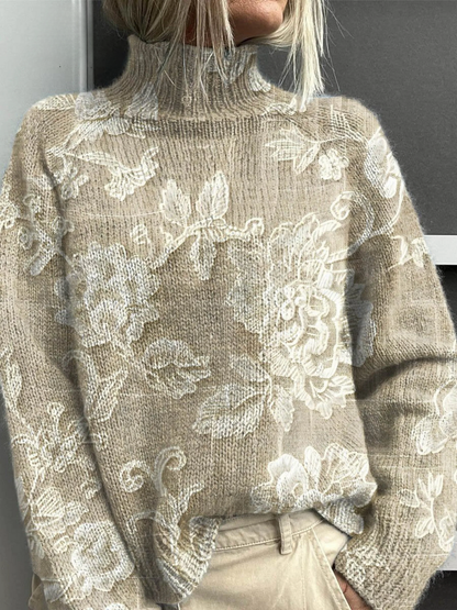 Lydia | Timeless Vintage Floral Turtleneck Sweater