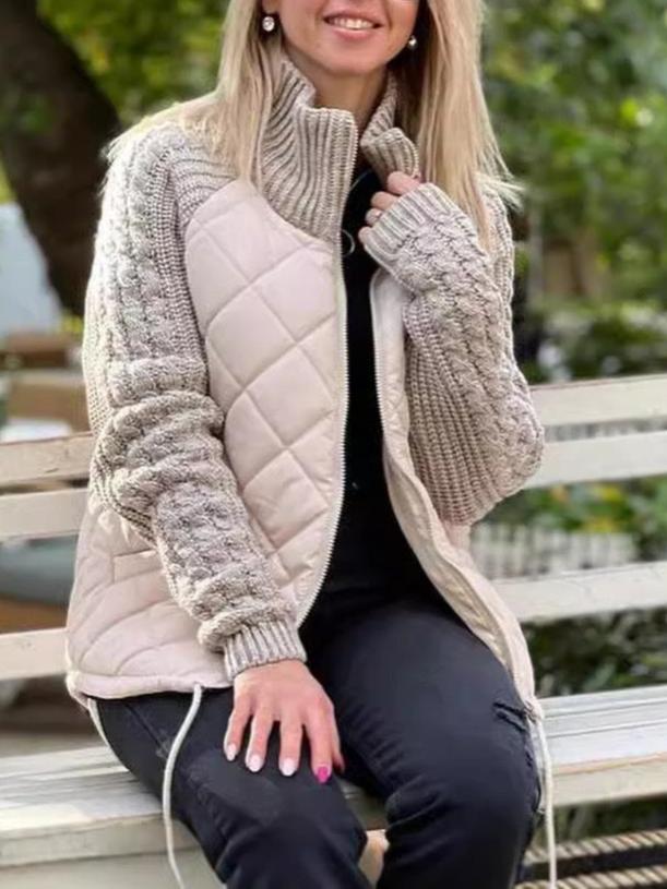 Women's Knit Patchwork Puffy Jacket