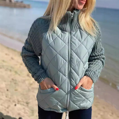 Women's Knit Patchwork Puffy Jacket