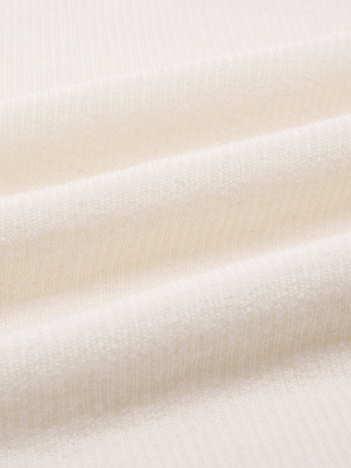 100% Wool V-Neck Ruched Women Polo Knit Top GOELIA