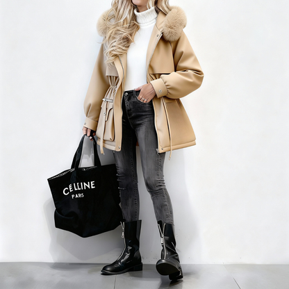 Fur Hooded Padded Coat