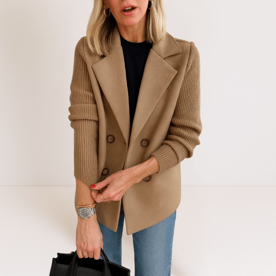 Olivia | Elegant jacket with knitted sleeves