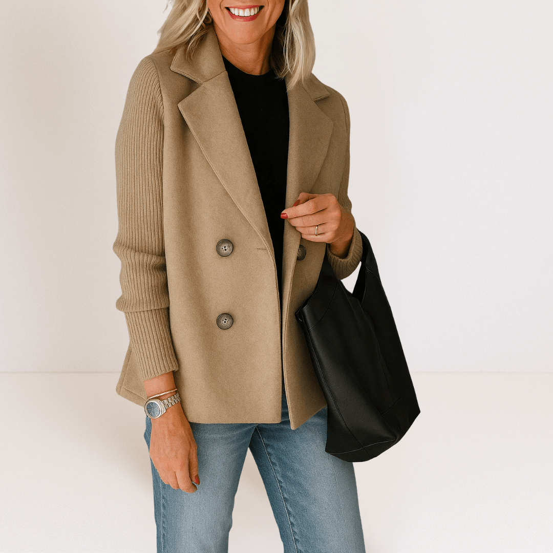 Olivia | Elegant jacket with knitted sleeves