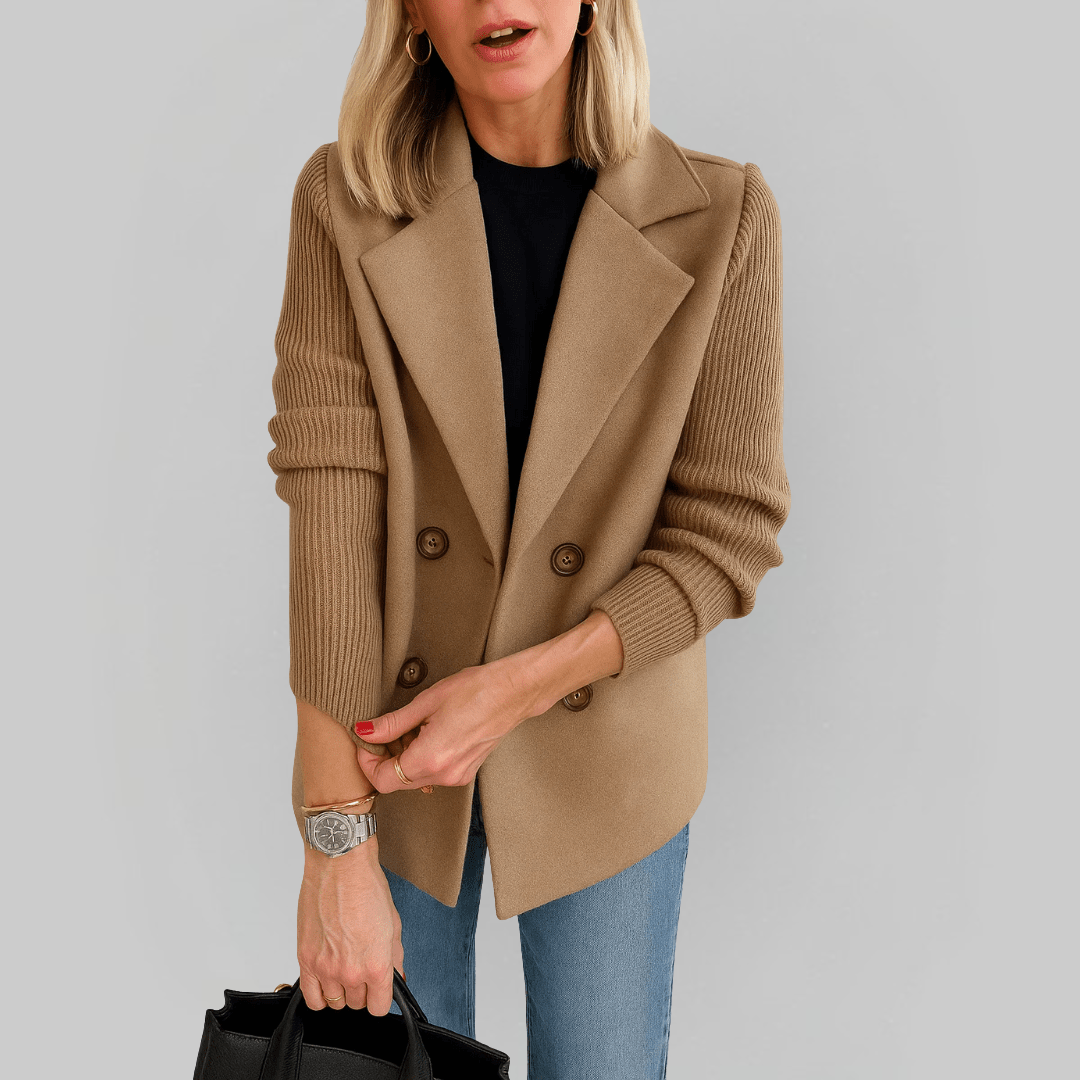 Olivia | Elegant jacket with knitted sleeves