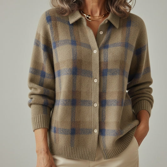 Camille | Cardigan en Tricot Doux à Carreaux