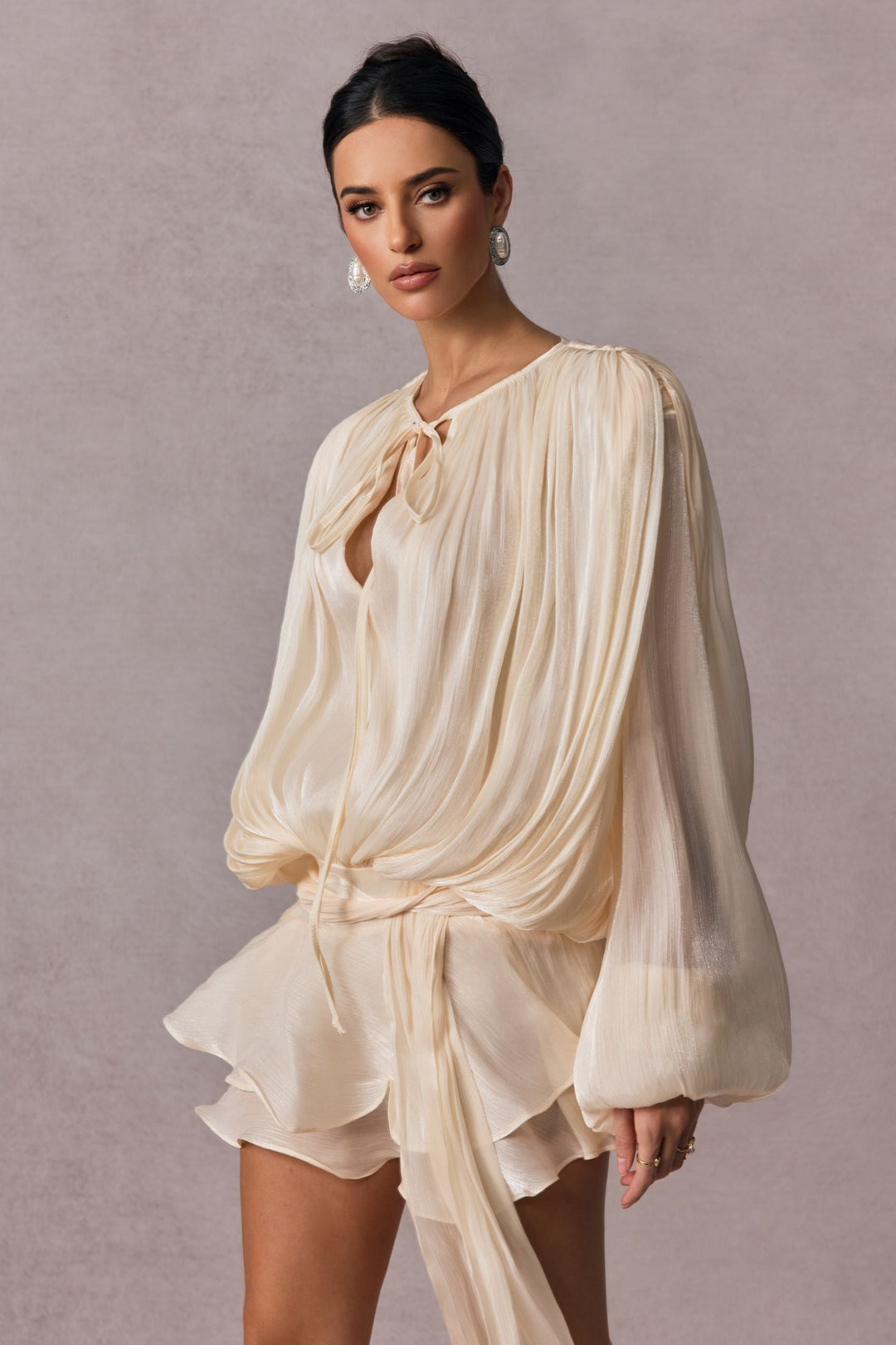 Brigitte Bordeaux  | Robe Chemisier Évasée à Lacets