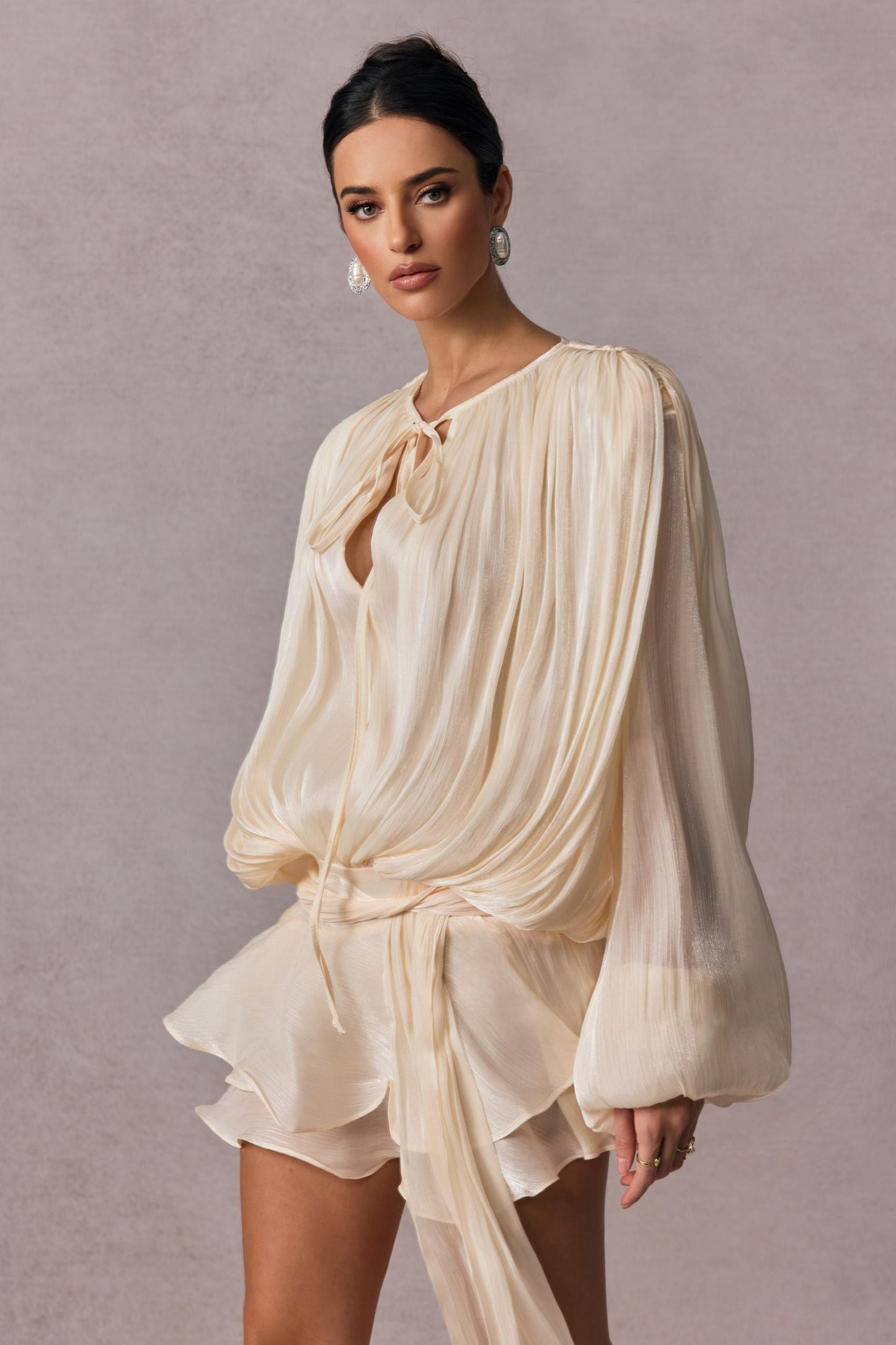 Brigitte Bordeaux  | Robe Chemisier Évasée à Lacets