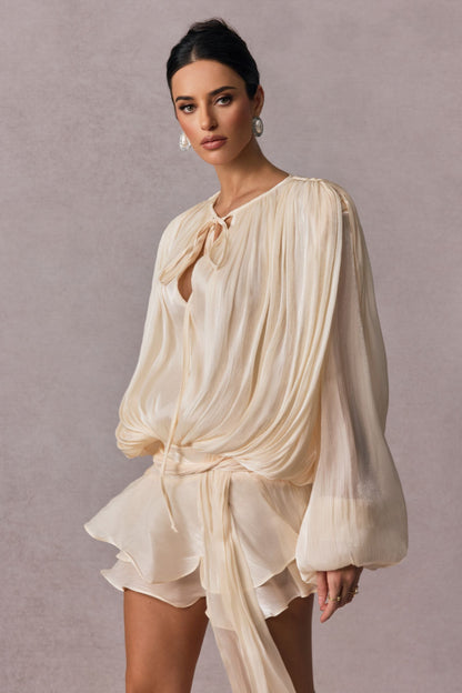 Brigitte Bordeaux  | Robe Chemisier Évasée à Lacets