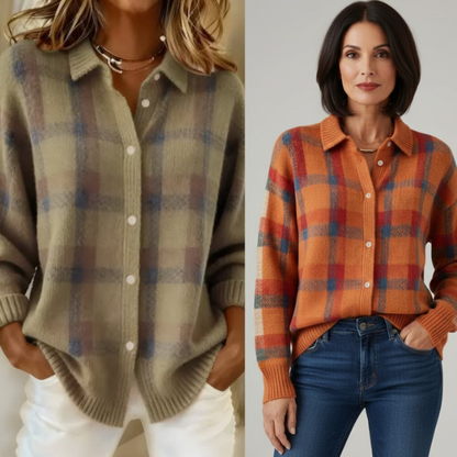 Camille | Cardigan en Tricot Doux à Carreaux