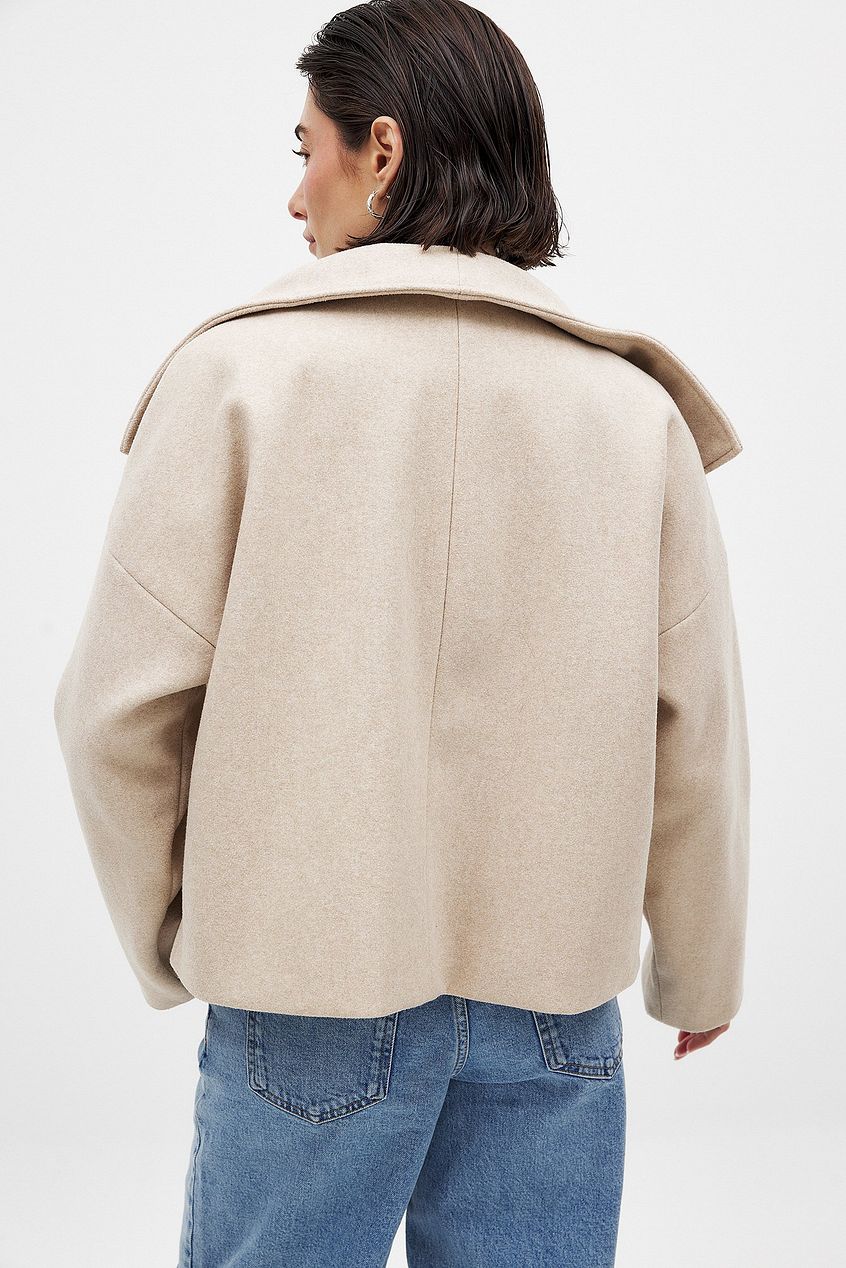 Women's Short Wool Jacket with Double Snap Closure 4