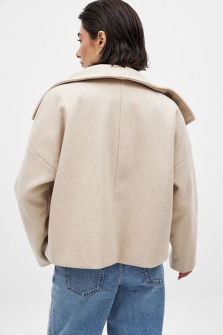 Women's Short Wool Jacket with Double Snap Closure 4