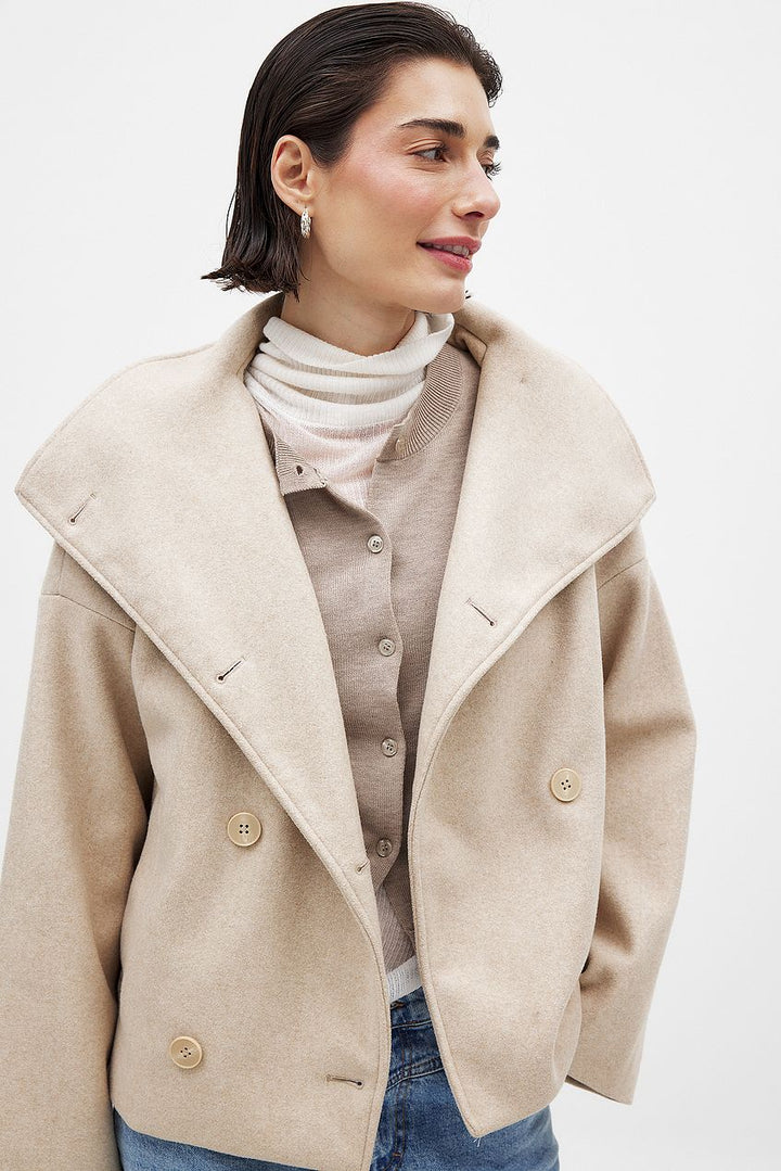 Women's Short Wool Jacket with Double Snap Closure 5
