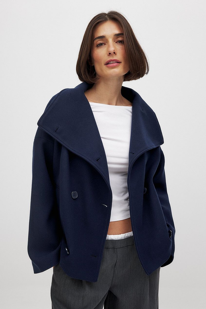 Women's Short Wool Jacket with Double Snap Closure 6