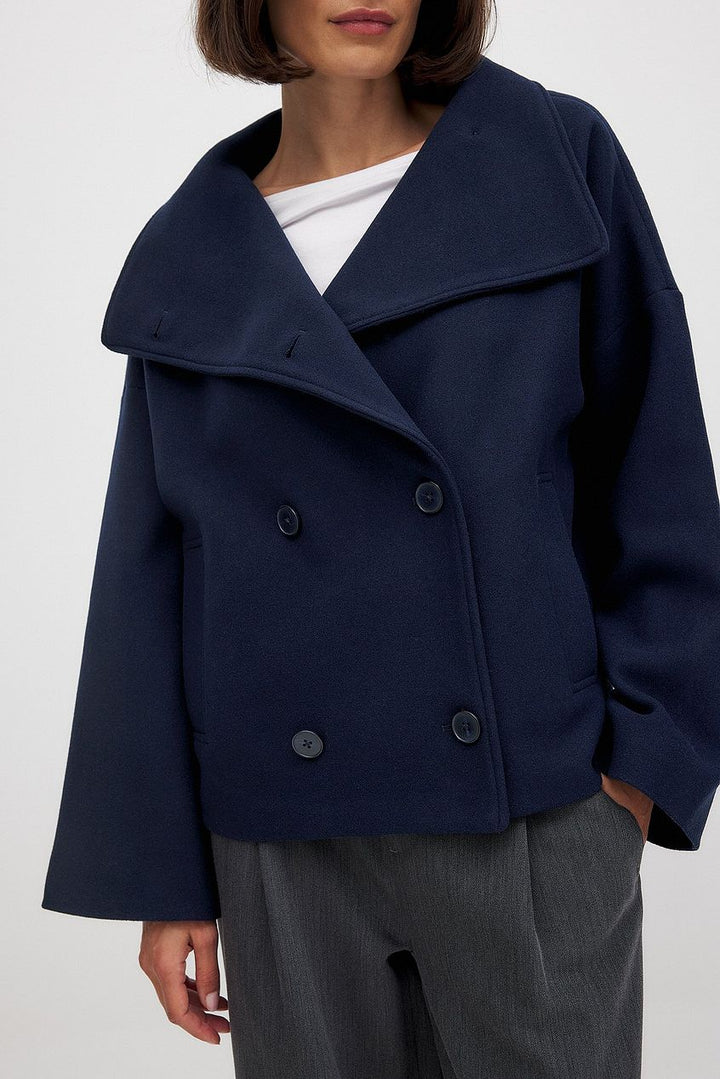 Women's Short Wool Jacket with Double Snap Closure 7