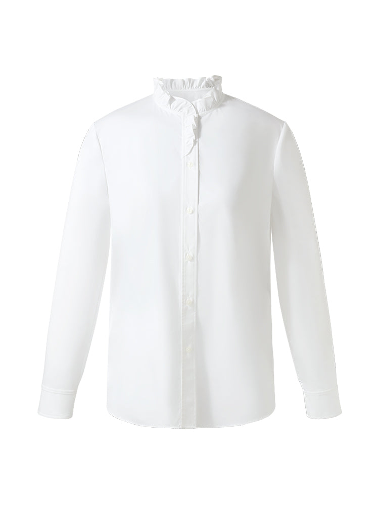 Cotton Ruffle Collar Women Shirt GOELIA