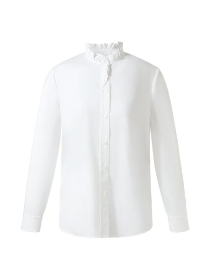 Cotton Ruffle Collar Women Shirt GOELIA