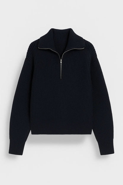 FFION | WAFFLE-KNITIP-COLLAR SWEATER