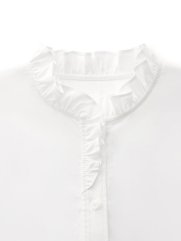 Cotton Ruffle Collar Women Shirt GOELIA