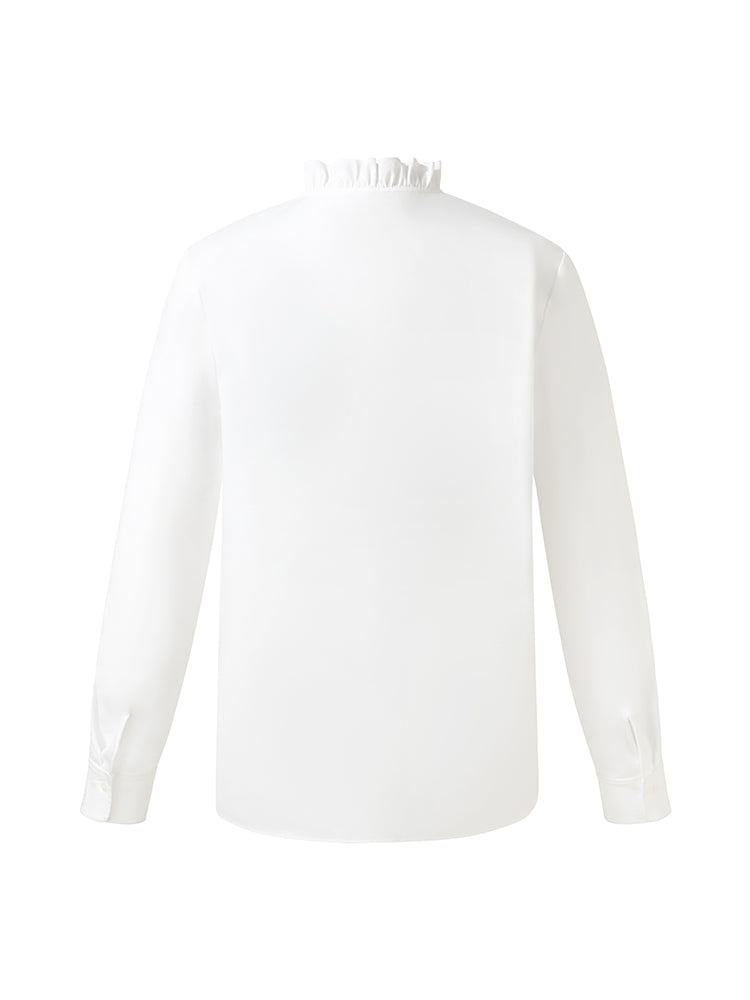 Cotton Ruffle Collar Women Shirt GOELIA