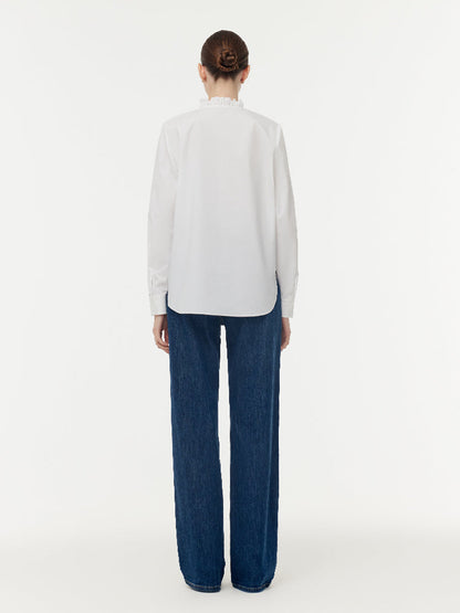 Cotton Ruffle Collar Women Shirt GOELIA