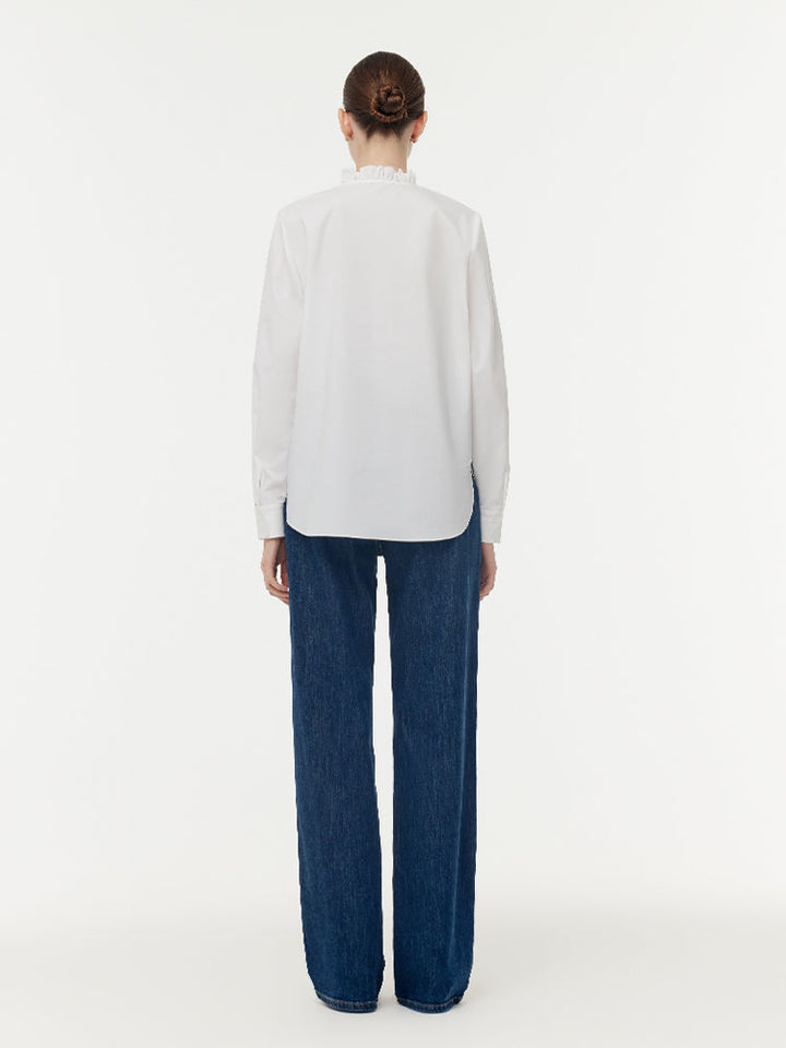 Cotton Ruffle Collar Women Shirt GOELIA