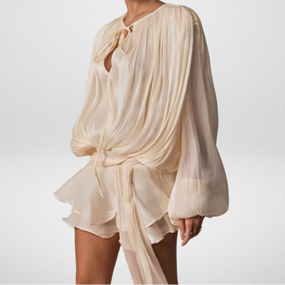 Brigitte Bordeaux  | Robe Chemisier Évasée à Lacets